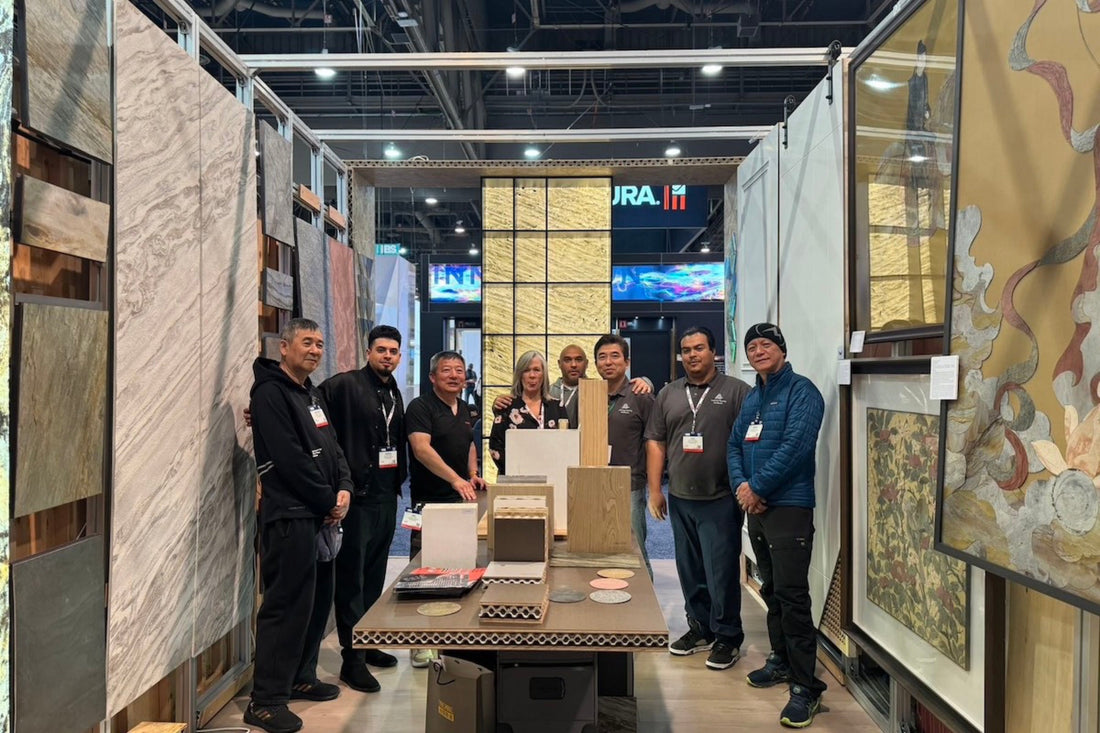 Nalexible IBS 2024 exhibition booth featuring ultra-thin natural stone veneer and flexible stone solutions