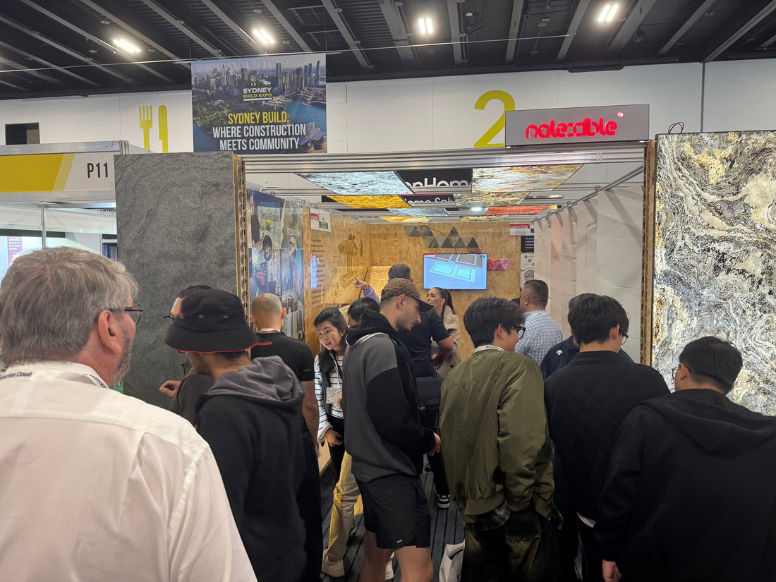 Nalexible showcasing ultra-thin natural stone veneer and translucent stone panels at Sydney Build Expo 2025