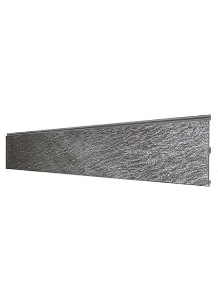 Exterior stone cladding panel with dark gray stone-look texture and border