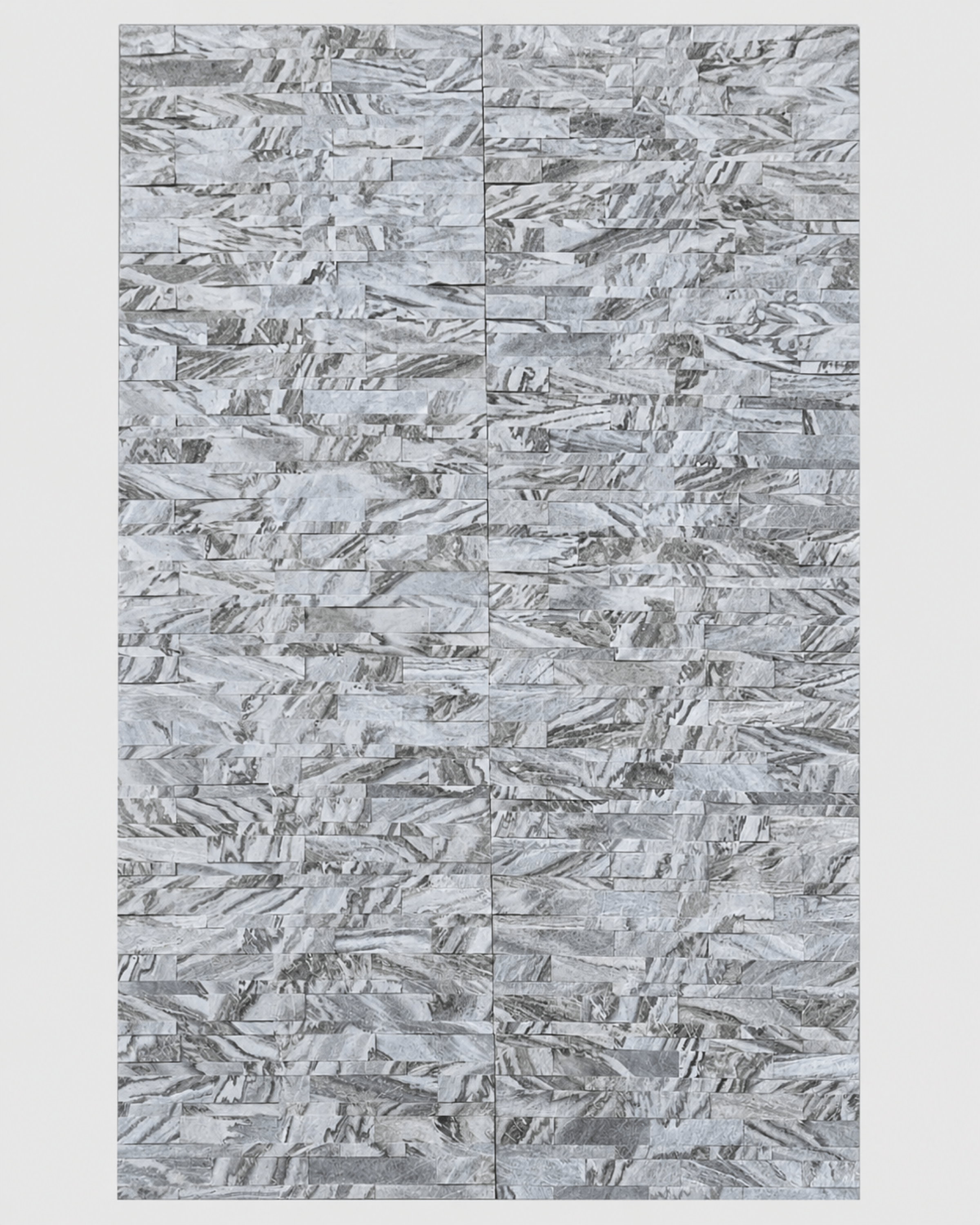 3D Arctic-Storm Peel & Stick Stone panel showing grey and white natural stone texture for interior wall applications
