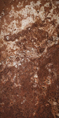 Terra red natural stone sheet with mottled speckled texture, close-up