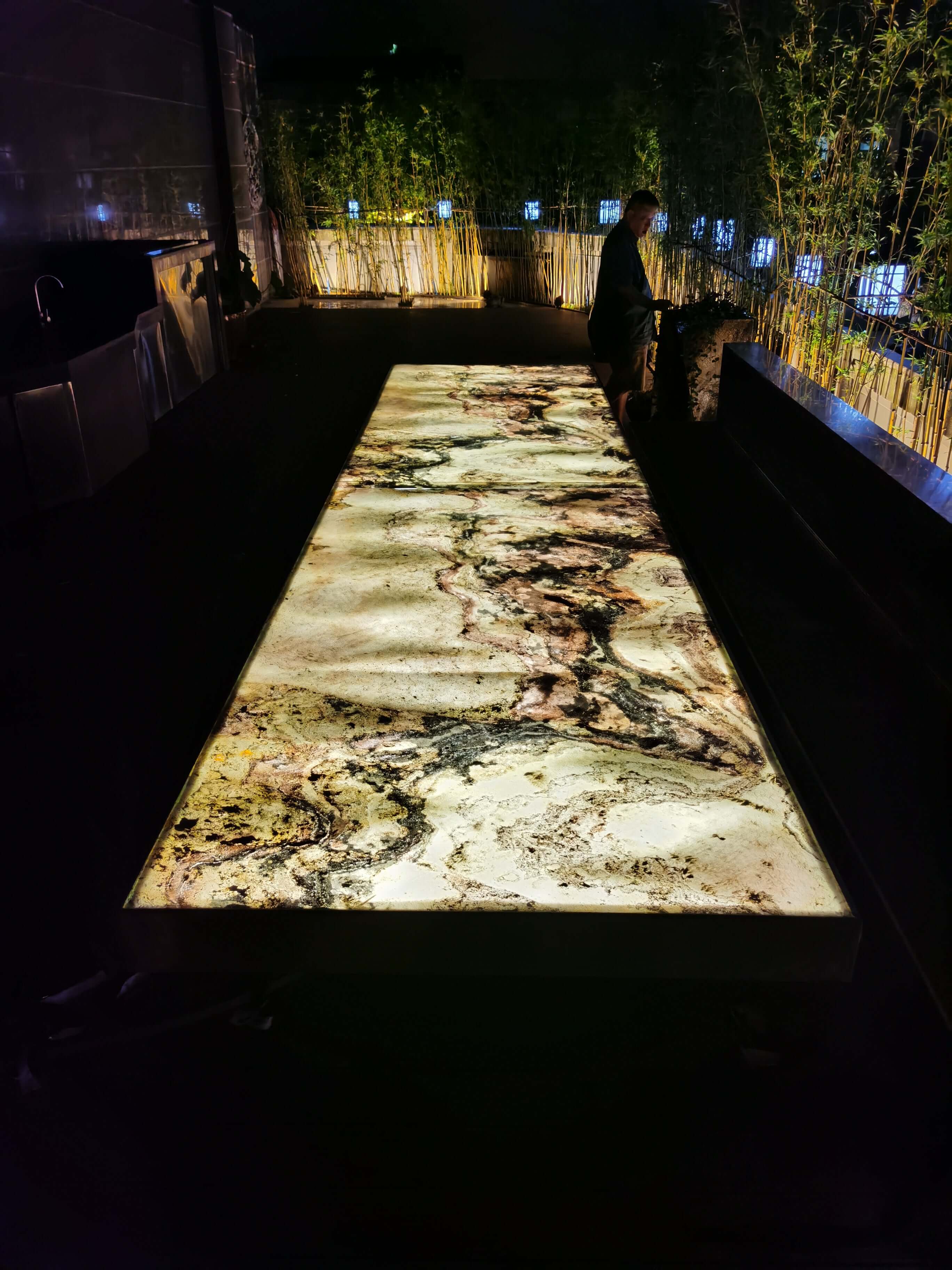 Rectangular stone-pattern translucent sheet with rustic mottled texture
